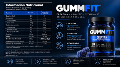GUMMFIT® | Creatina 3 en 1 + Magnesio + Vitamina B6