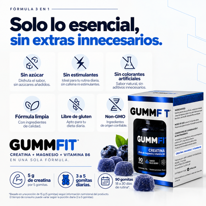 GUMMFIT® | Creatina 3 en 1 + Magnesio + Vitamina B6