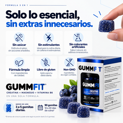 GUMMFIT® | Creatina 3 en 1 + Magnesio + Vitamina B6