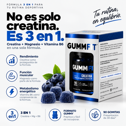 GUMMFIT® | Creatina 3 en 1 + Magnesio + Vitamina B6