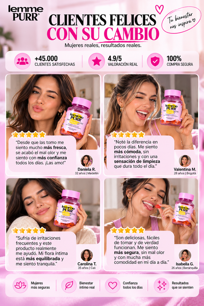 Lemme Purr Balance™ — Gomitas Probióticas para Bienestar Íntimo