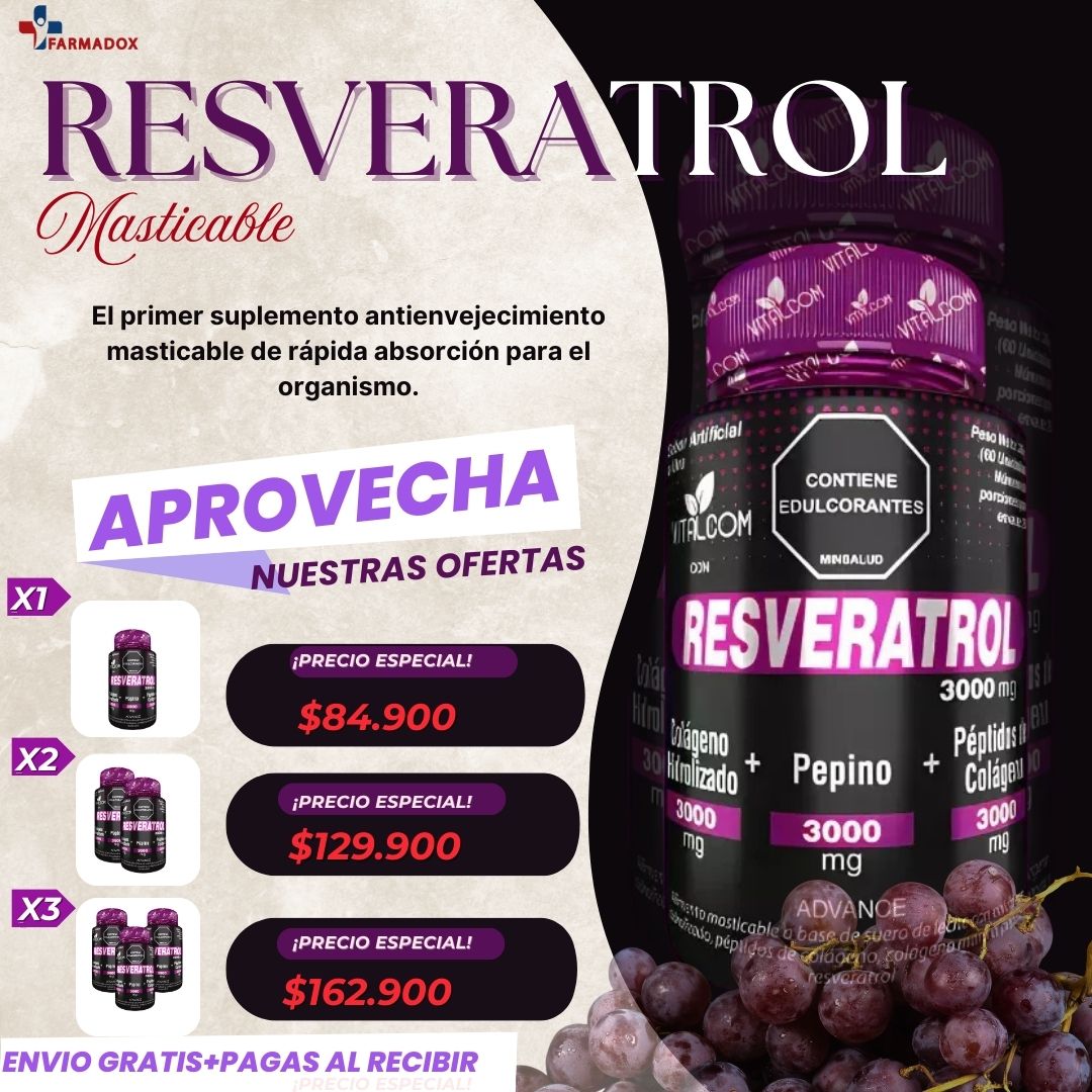 RESVERATROL FRASCO X 60 TBL MASTICABLES  VITALCOM