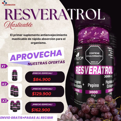 RESVERATROL FRASCO X 60 TBL MASTICABLES  VITALCOM