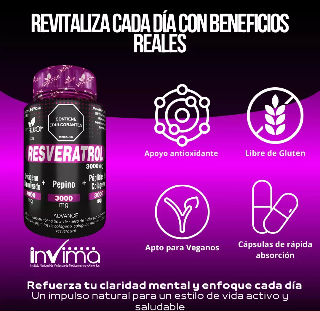 RESVERATROL FRASCO X 60 TBL MASTICABLES  VITALCOM
